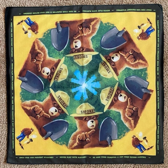 Smokey The Bear Bandana Prevent Wildfires Mandala Forest Woods Scarf - Picture 1 of 8